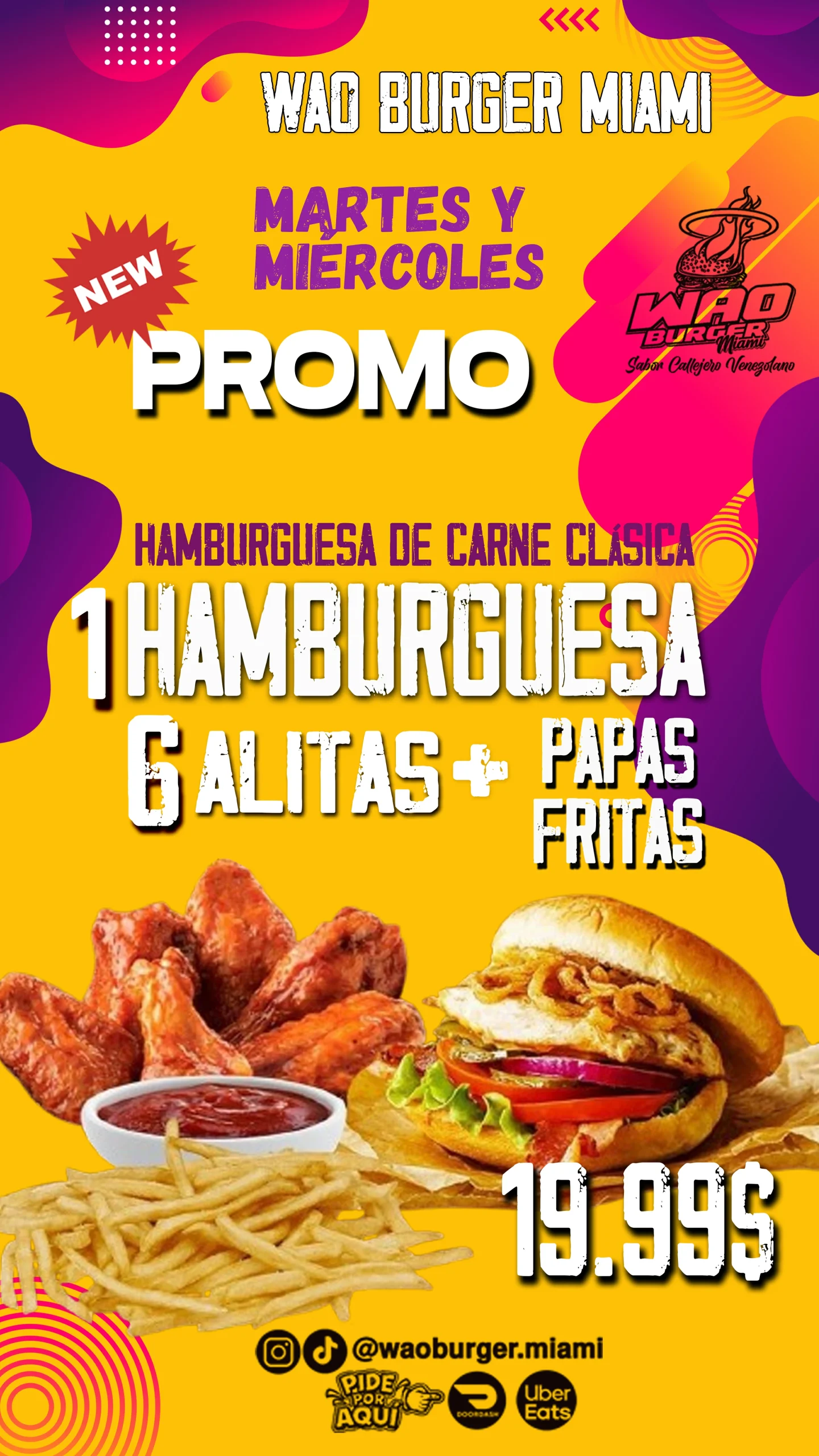 OFERTA BURGER Y ALITAS JP LUNES 30 MARZO